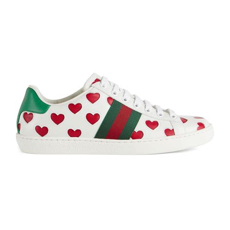 gucci sneakers hearts|gucci ace studded sneakers.